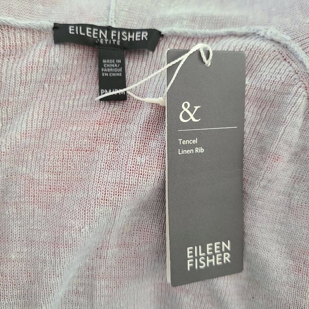Eileen Fisher women Cardigan Straight Long Tencel Linen Rib grayish sz PM new - Picture 9 of 12